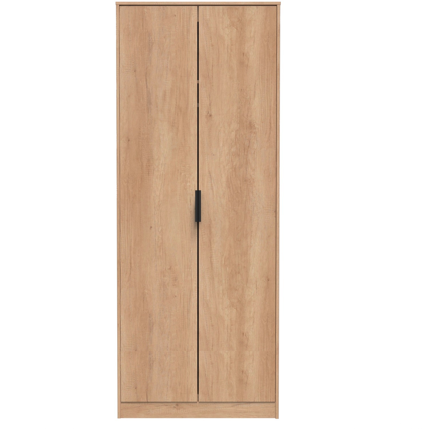 Hong Kong Ready Assembled Black Legs Tall Plain Wardrobe - Nebraska Oak