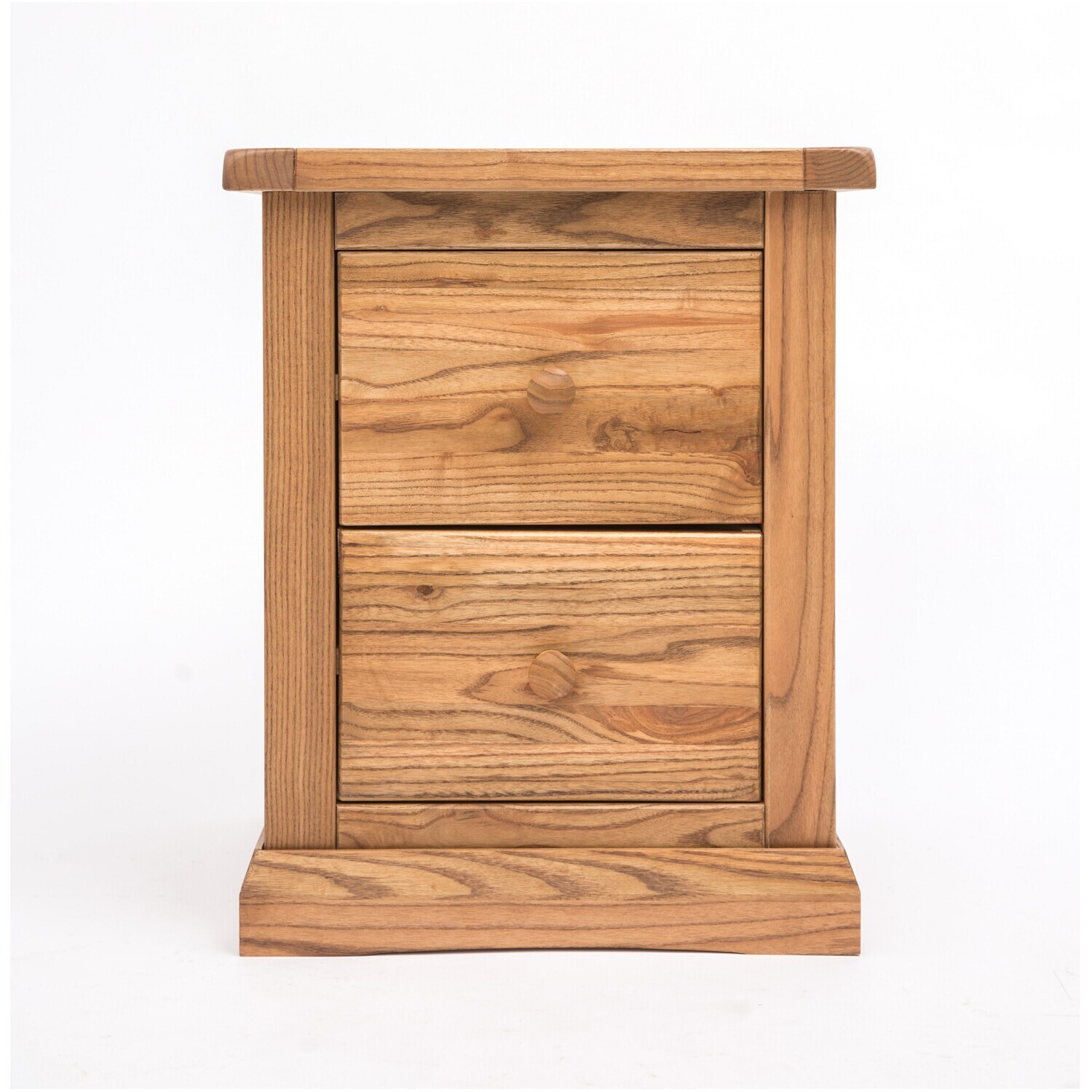 Cabinet Bits Salerno 2 Drawer Bedside Table - Light Wood / Wooden Knob / Fixed