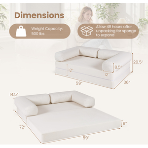 4-in-1 Convertible Futon Couch Folding Sofa Bed