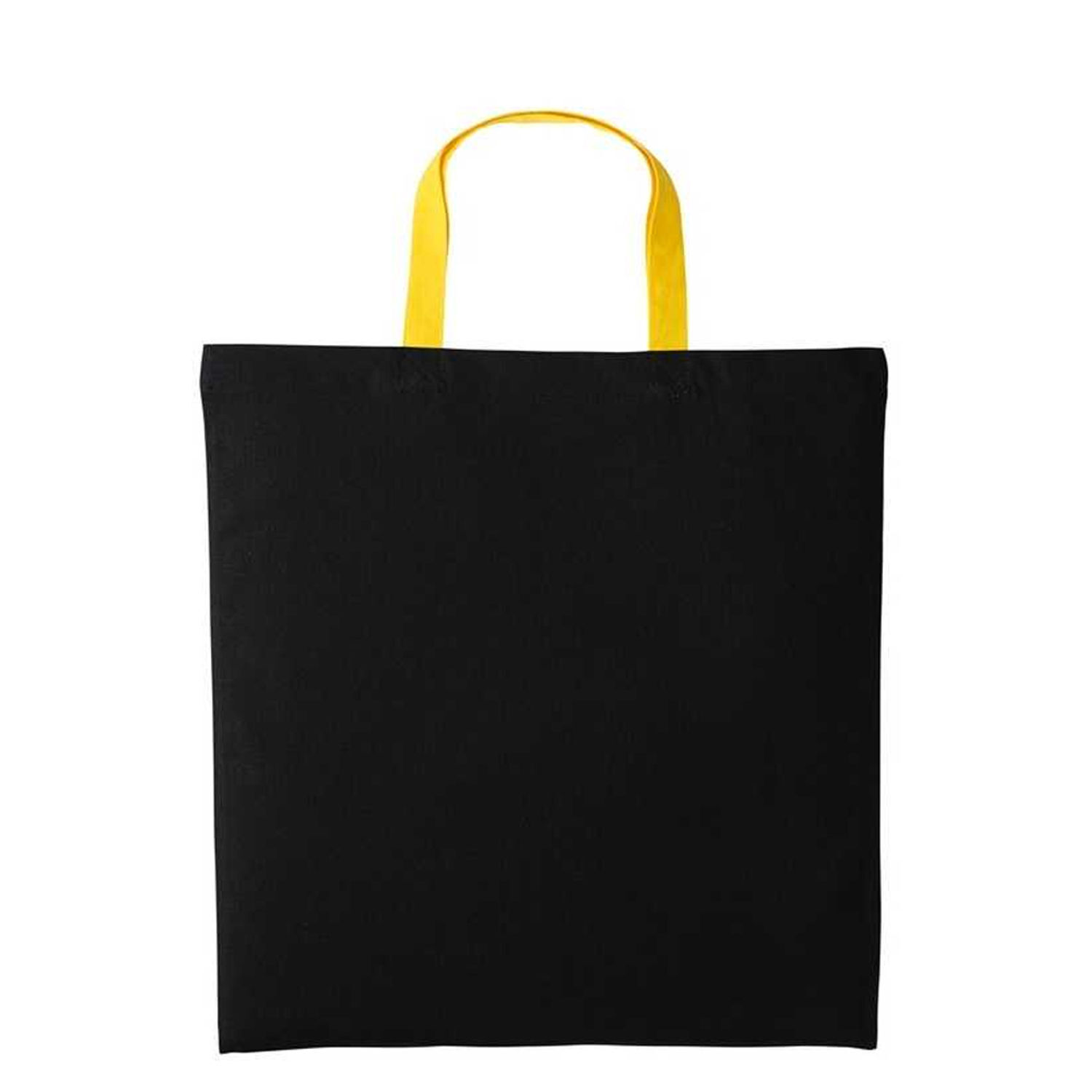 Nutshell Varsity Cotton Shopper Short Handle Tote - Black/Sunflower