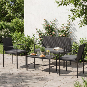 4-Piece Outdoor Rattan Chairs and Loveseat Set