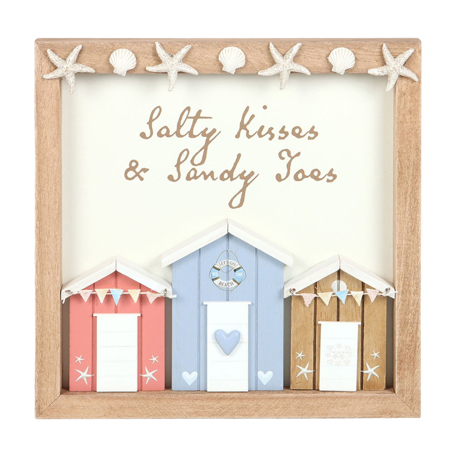 Something Different Salty Kisses And Sandy Toys Shell Beach Hut Plaque - Multicoloured - One Size