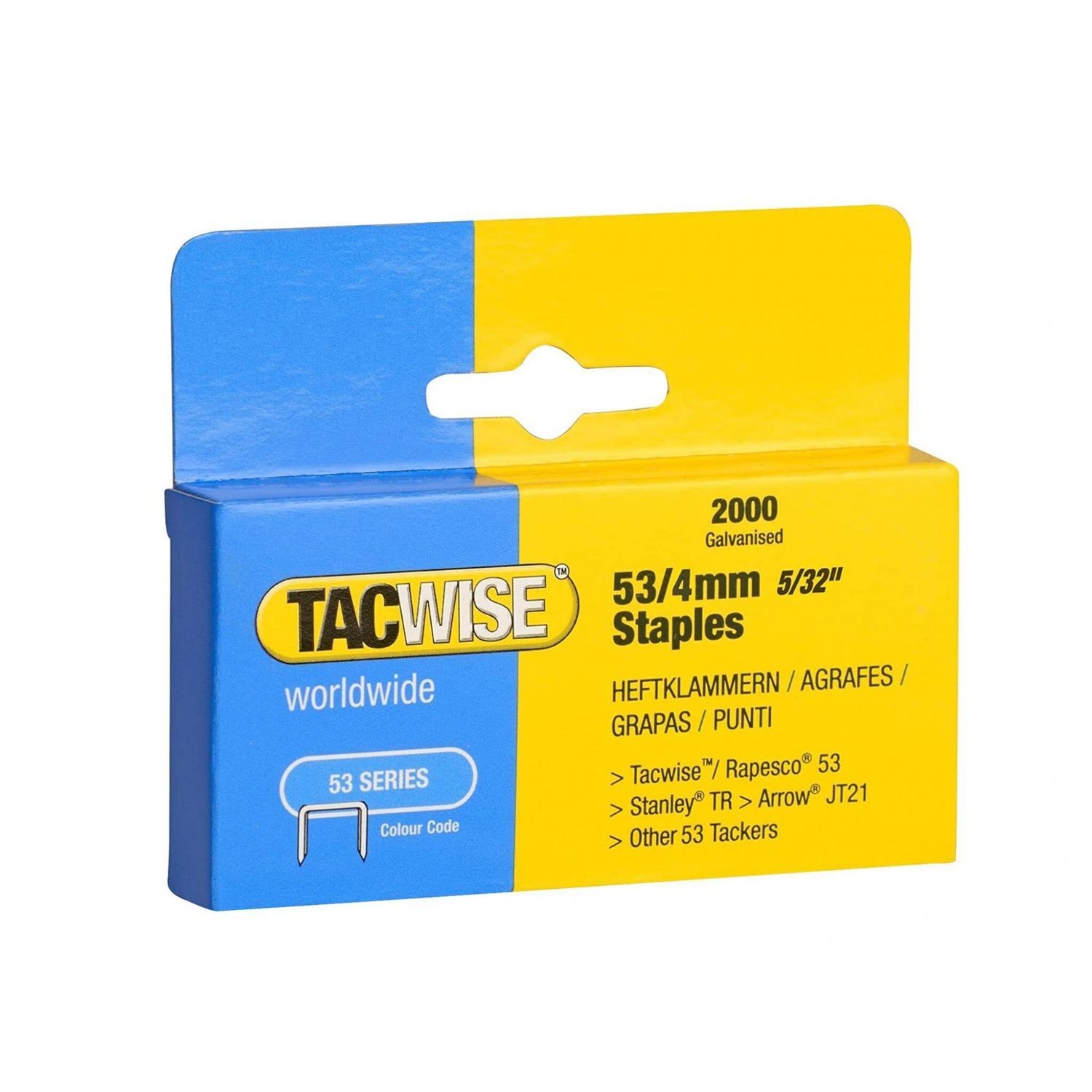 Tacwise 53 Light-Duty Staples (Type Jt21 A) - Multi Colour