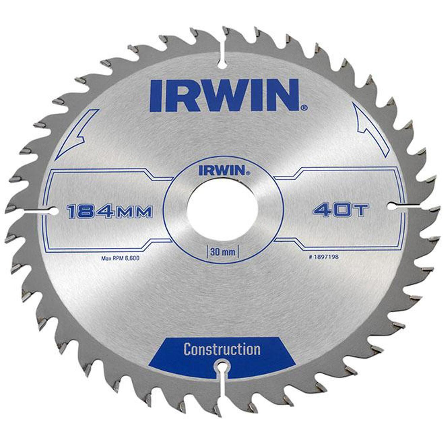Irwin ATB Construction Circular Saw Blade 184mm 40T 30mm - Image 6