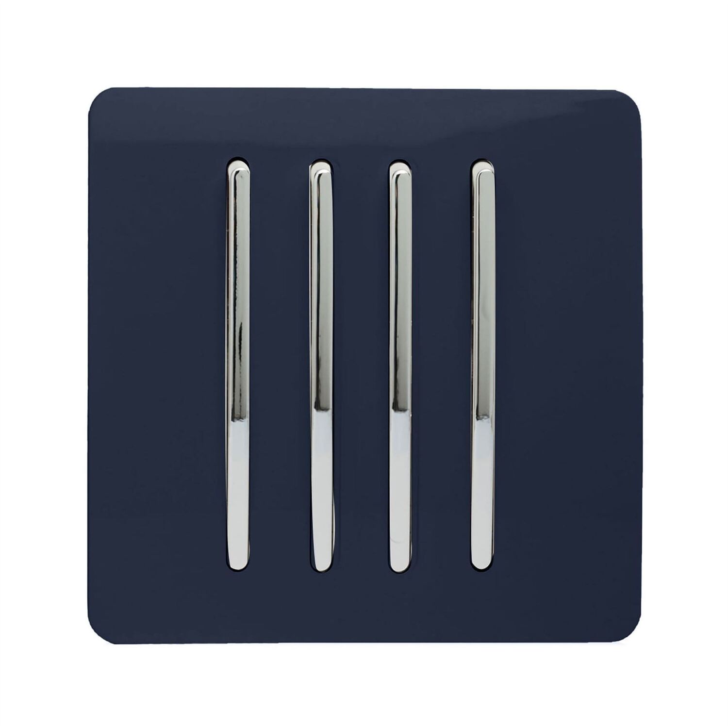 Trendi 4 Gang 2 Way Artistic Modern Glossy 10 Amp Rocker Tactile Light Switch Navy - Image 4