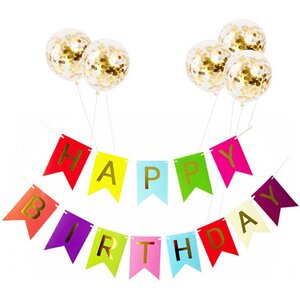 Dinosaur Bunting Banner Happy Birthday Confetti Latex Balloons