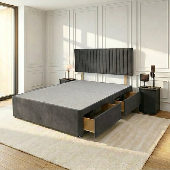 Emily Divan Bed Base 2 Drawers, with Headboard Naples Fabric