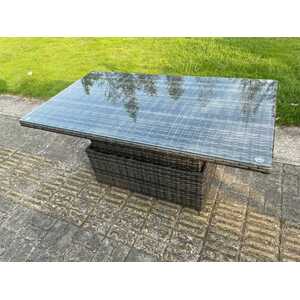 PE Wicker Rattan Garden Rising Adjustable Lifting Dining / Coffee Table