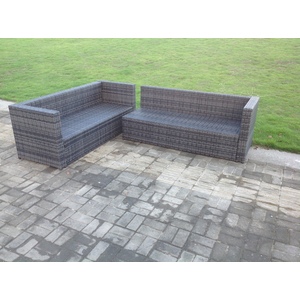 Rattan Corner Sofa Set Square Coffee Table Stools