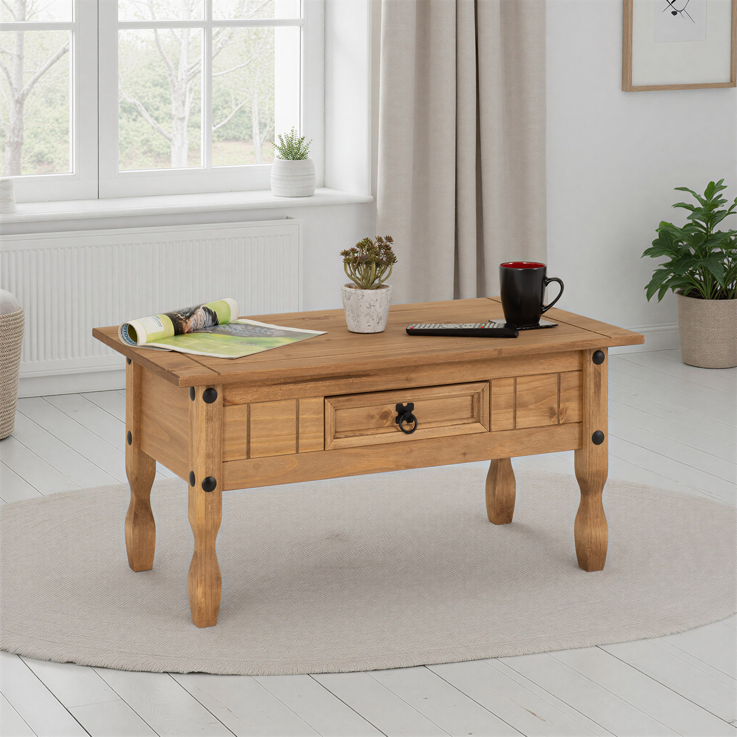 Seconique 1 Drawer Coffee Table - Distressed Waxed Pine