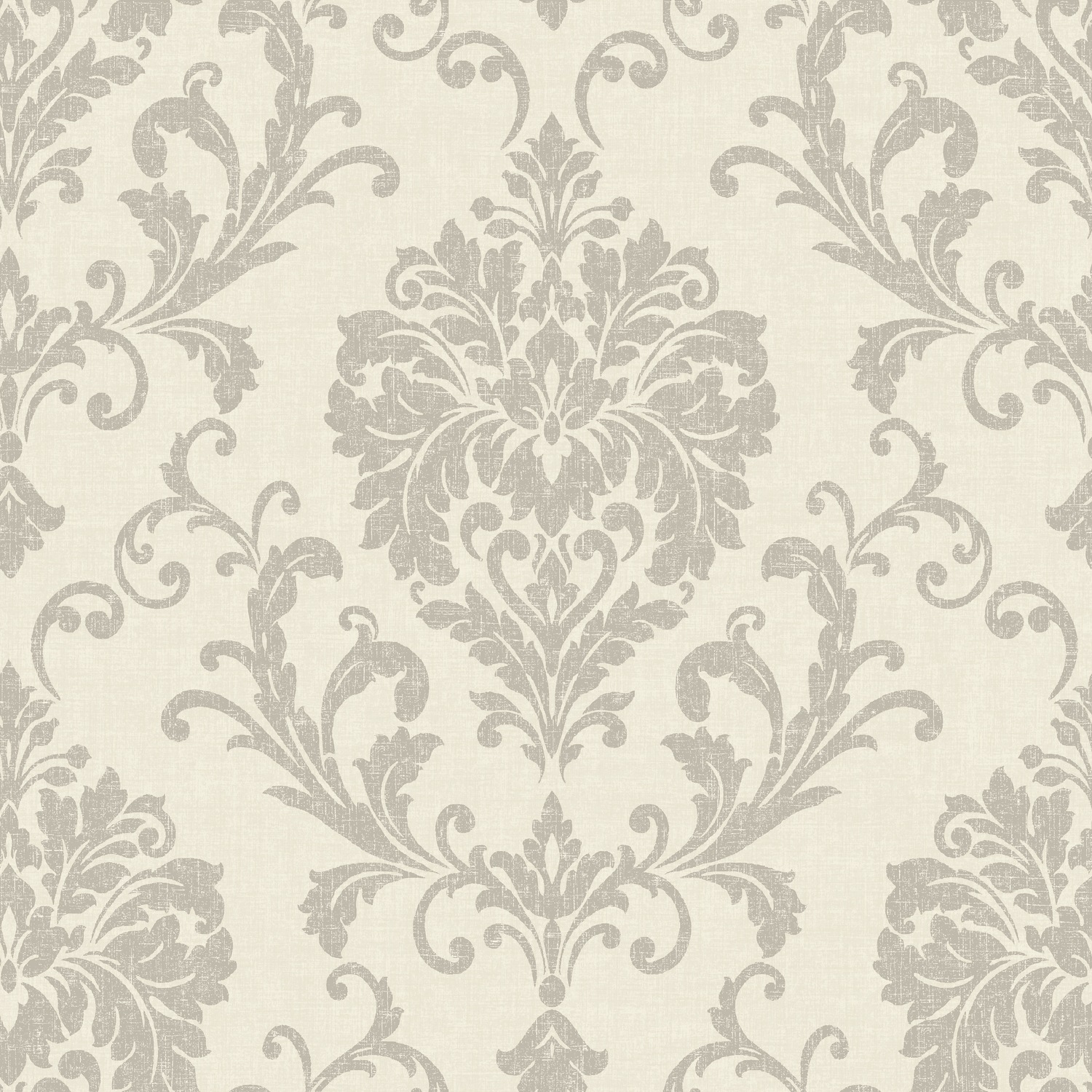 Grandeco Margritte Distressed Damask Wallpaper - Taupe, Cream - Textured Finish - Paste the Wall - Image 2