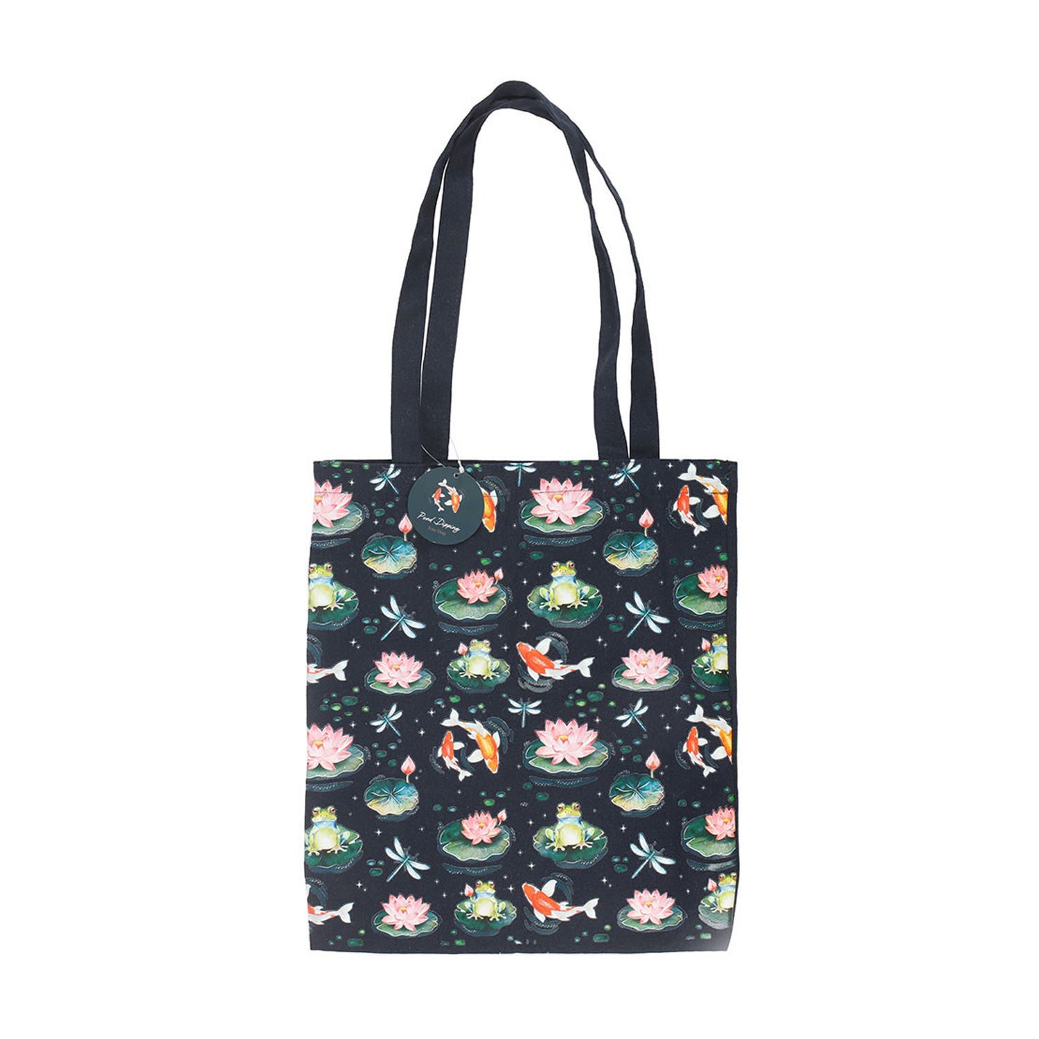 Something Different Pond Polycotton Tote - Navy/Green/Pink