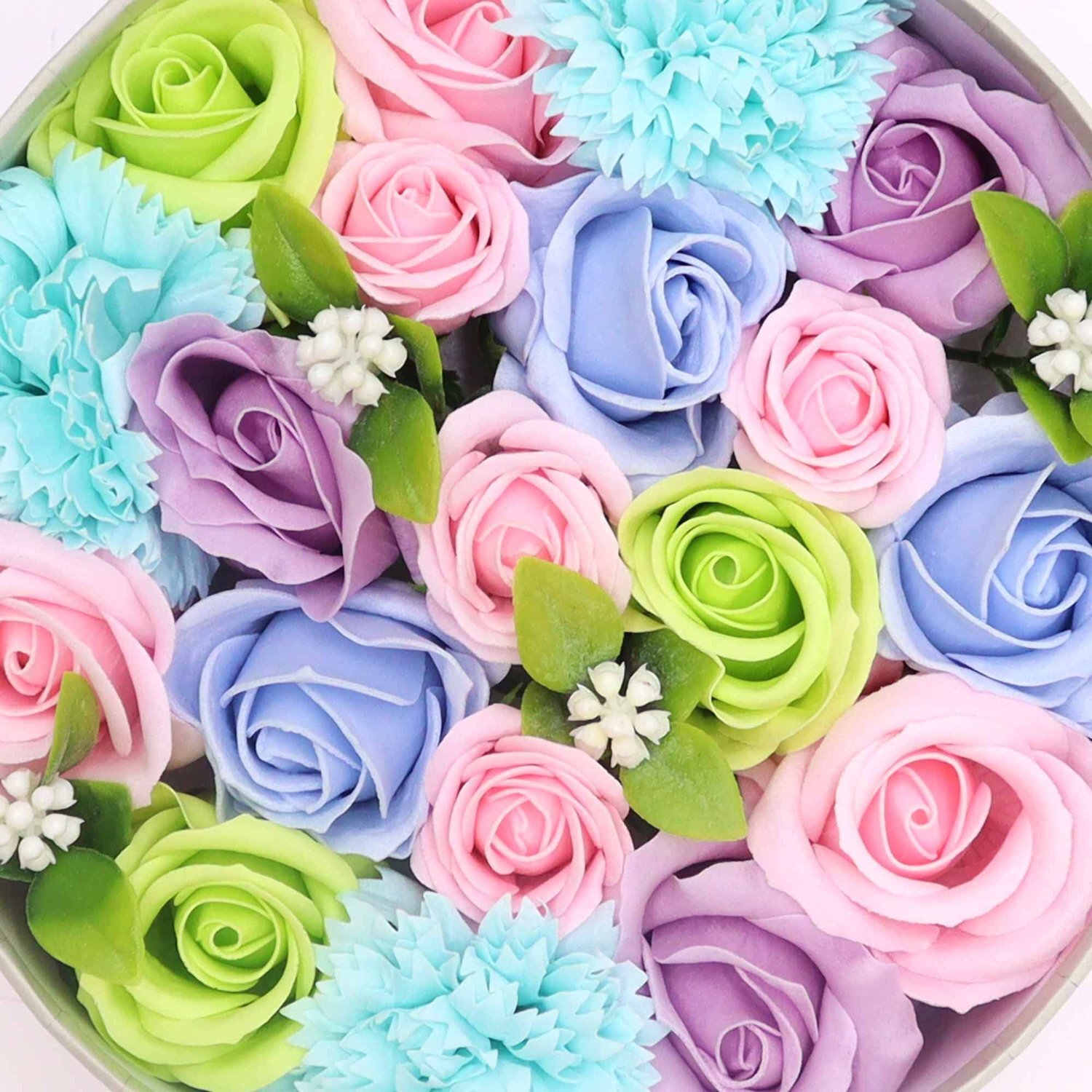 Round Baby Blessings Blue Soap Flower Gift Box