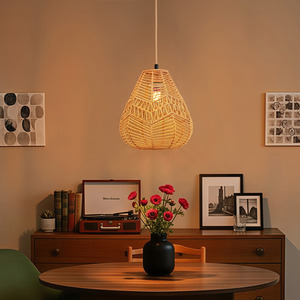 E27 Rattan Woven Pendant Ceiling Light