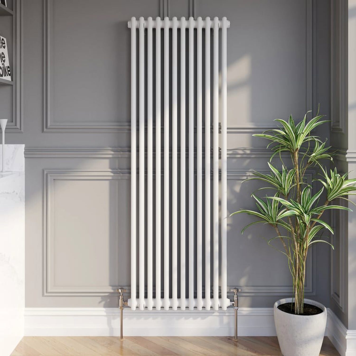 Temprazo Traditional Colosseum Double Bar Column Radiator White 300 X 605Mm - White / 560Mm / 1600Mm / 70Mm
