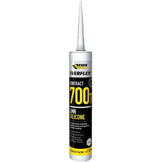 Everbuild Sika Everflex 700T LMN silicone sealant cartridge, black, 300ml.