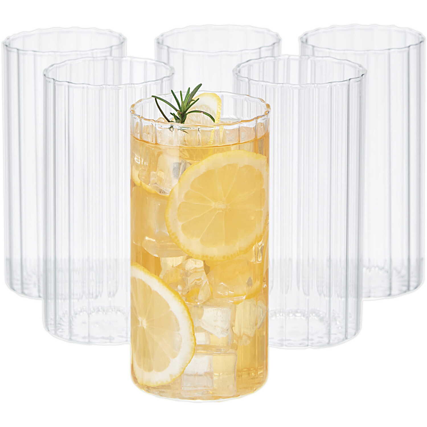 Eden & Willow Highball Drinking Glasses 260Ml, 6 Pcs Iced Coffee Glass Tumbler - Clear