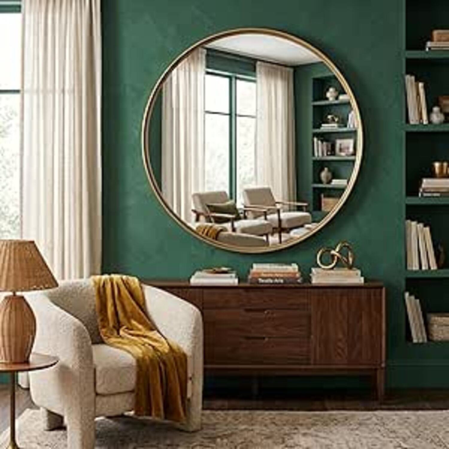 Biznest Round Gold Wall Mirror Aluminium Deep Frame - Gold