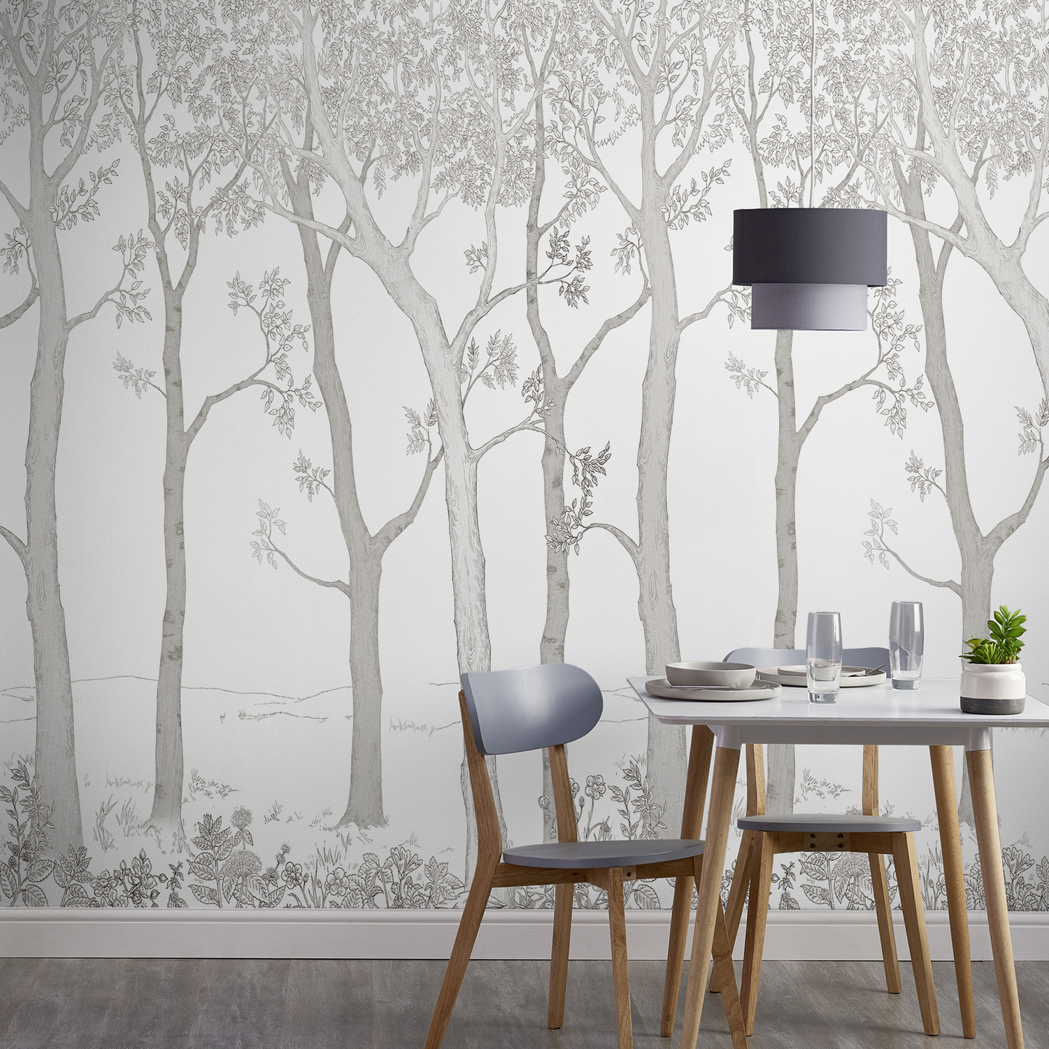 Grandeco Trees Textured White Wall Mural - Image 3