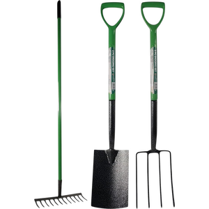 3PC Garden Tool Set ¿ Heavy Duty Spade, Fork & Rake