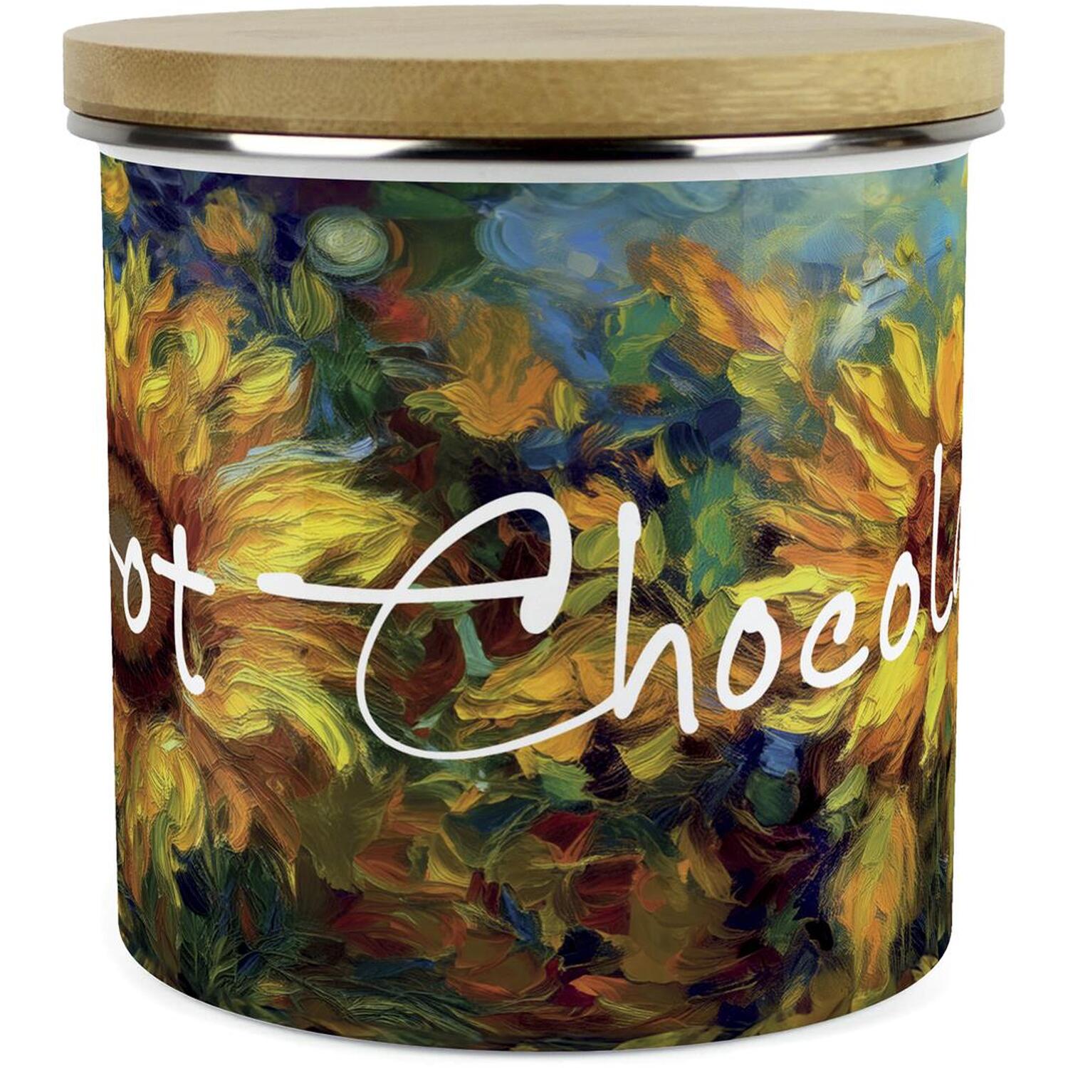Purely Home Sunflower Impressionism Large Kitchen Storage Canister - White