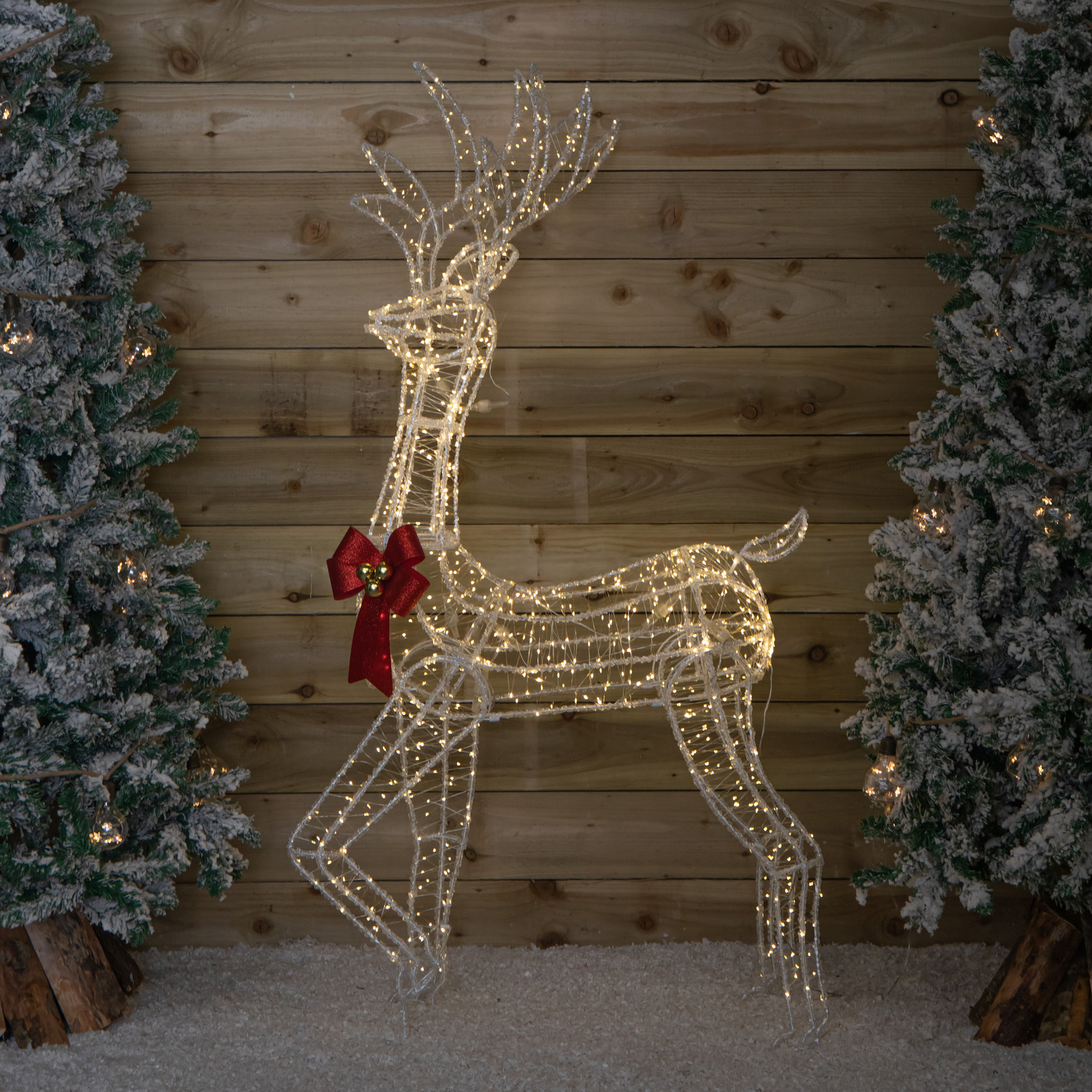 Samuel Alexander 940 Warm White Led Acrylic Deer Christmas Decoration With Red Bow 148Cm - Image 3