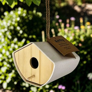Earthy Natural Bamboo Japandi Birdhouse 16cm
