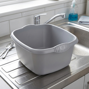 2 x 12 Litre Rectangular Silver Essential Washing Up Bowl