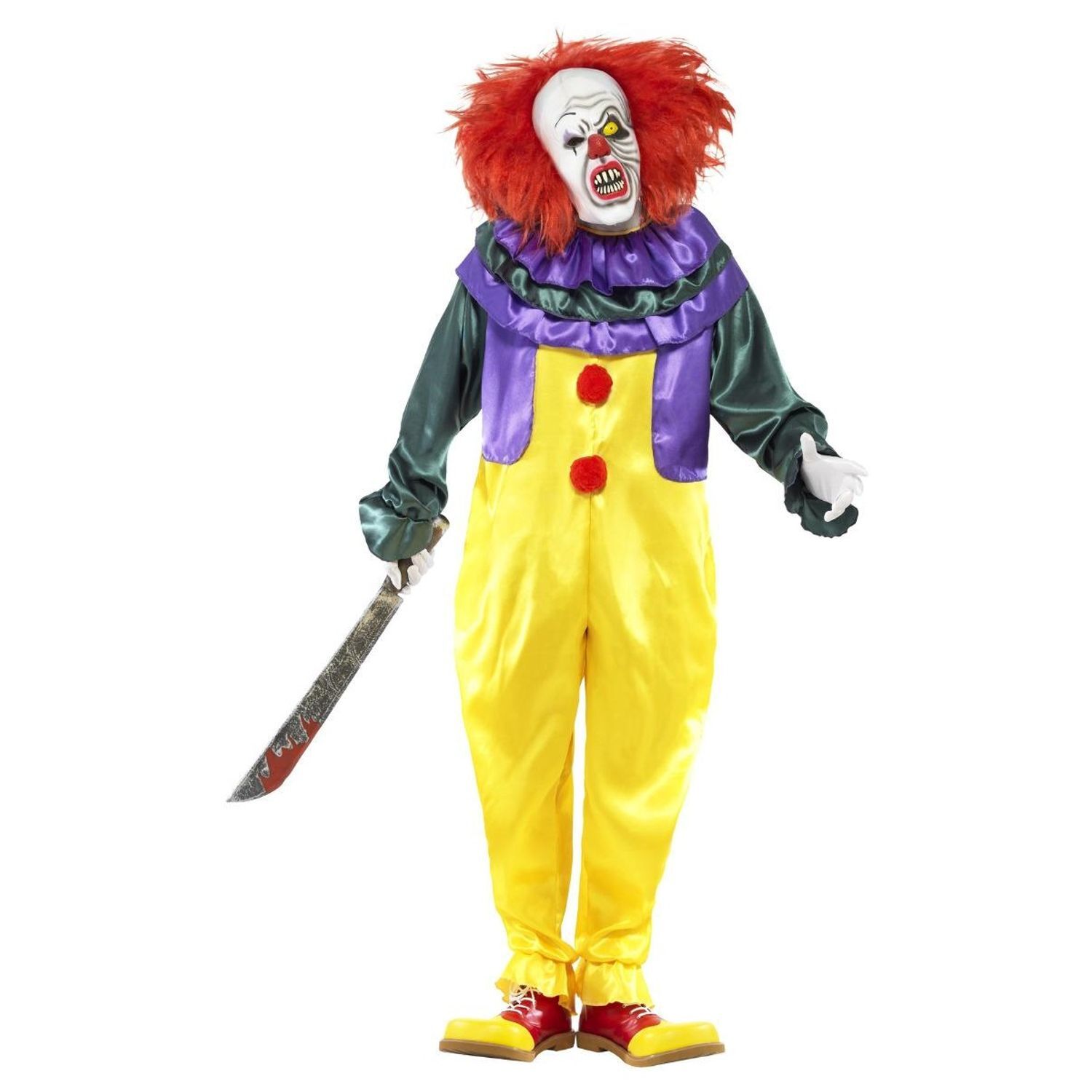 Smiffys Mens Classic Horror Clown Costume Set - Multicoloured / Xl