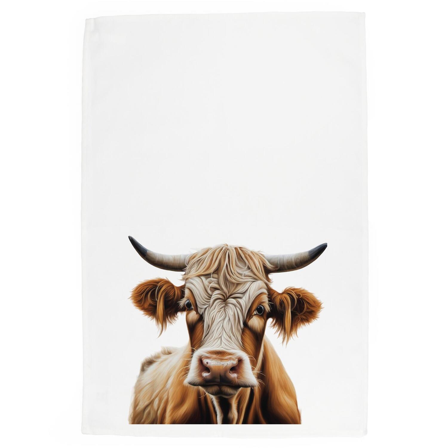 B&Q - Highland Cow Tea TowelPanama Cotton Farm Animals Kitchen Gift - Image 2