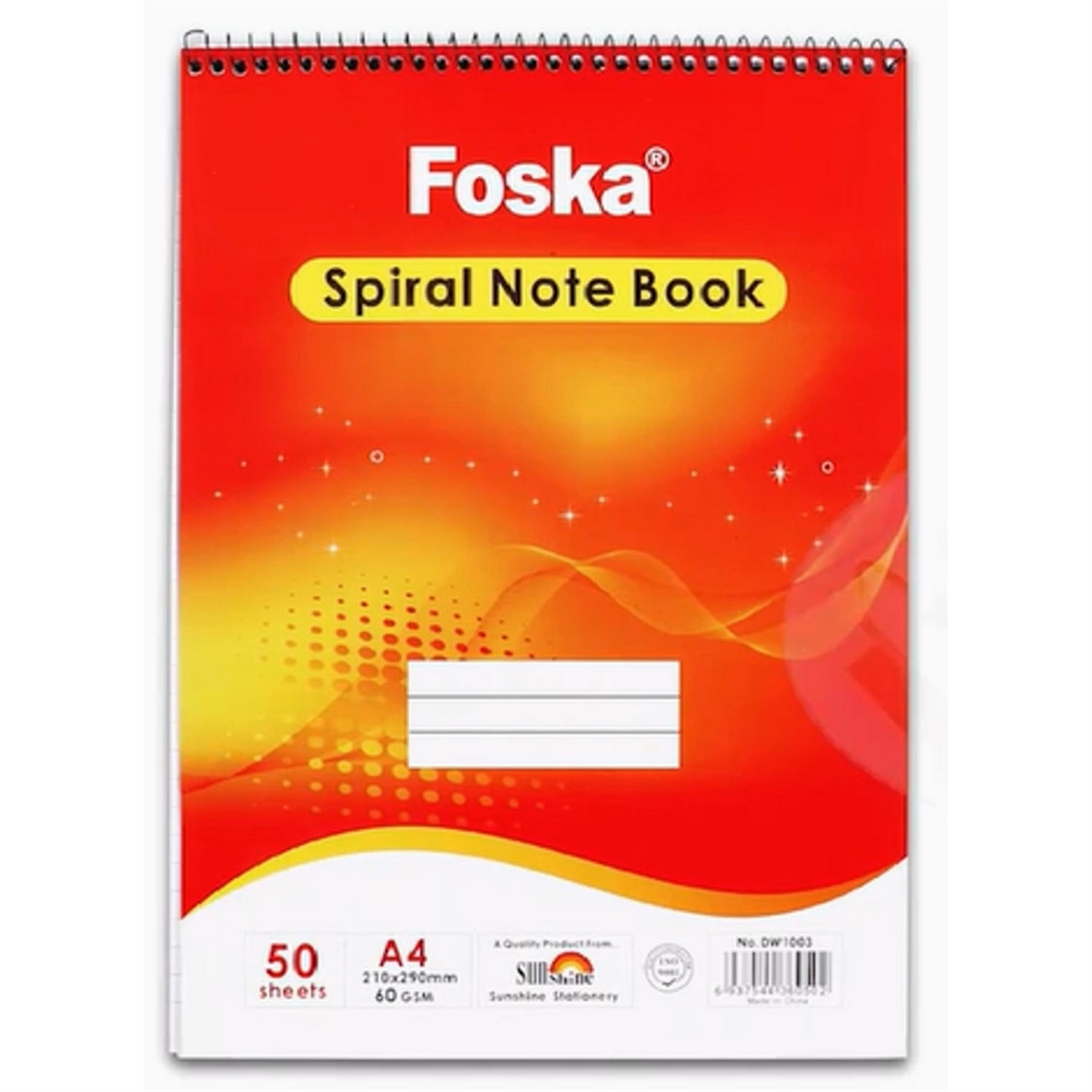 Foska A4 50 Sheets Lined Spiral Notebook - A4 / A4