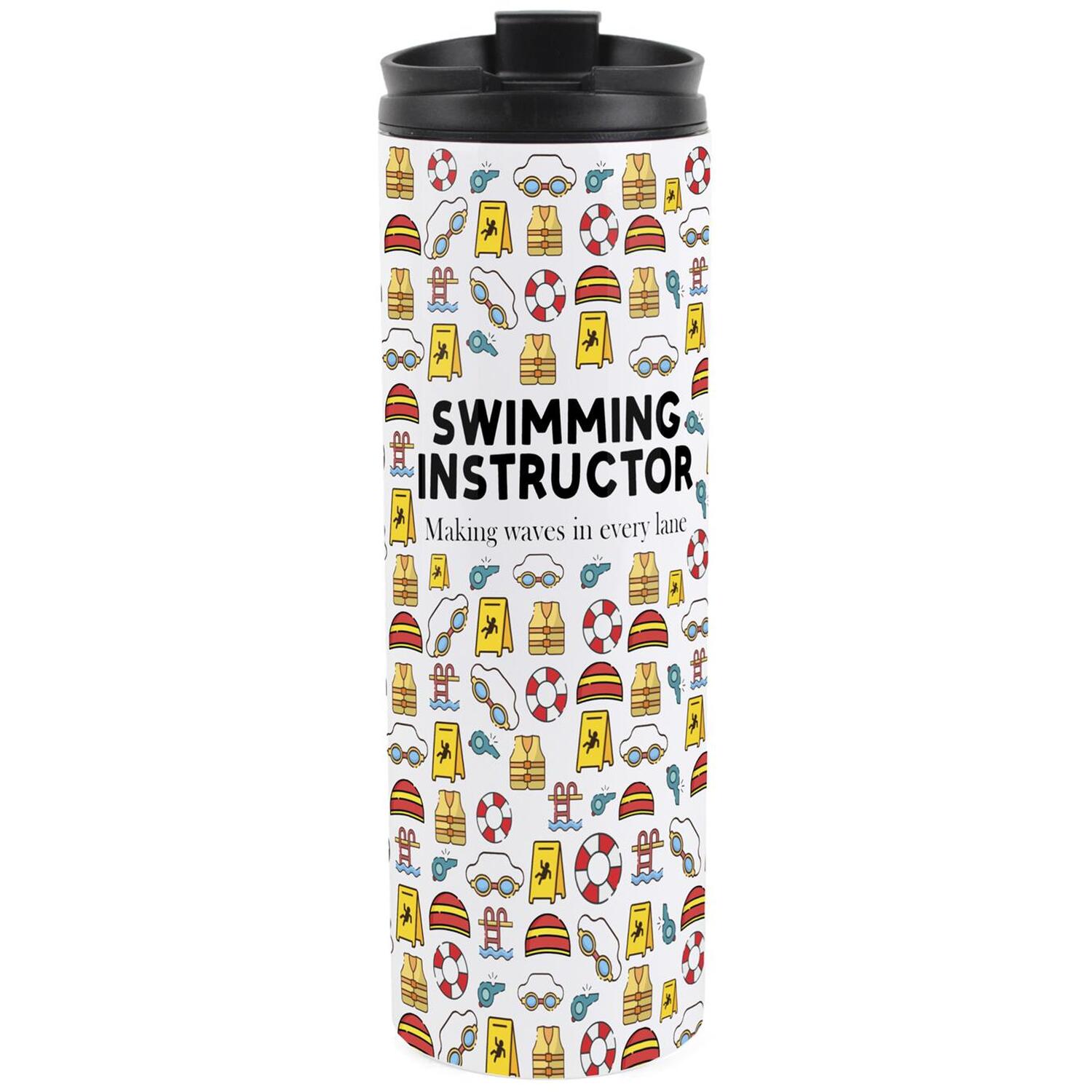 Swimming Instructor Travel Flask - Reusable Stainless Steel Tumbler Novelty Gift - Image 2