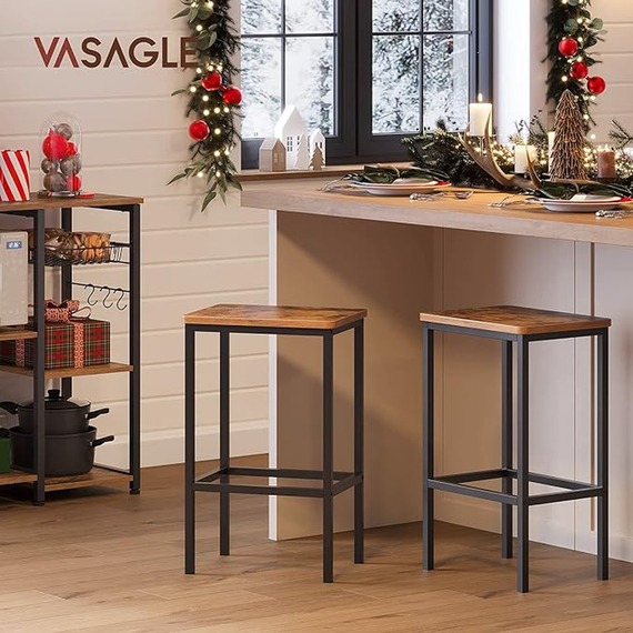 VASAGLE Bar Stools, Set of 2, Industrial Style