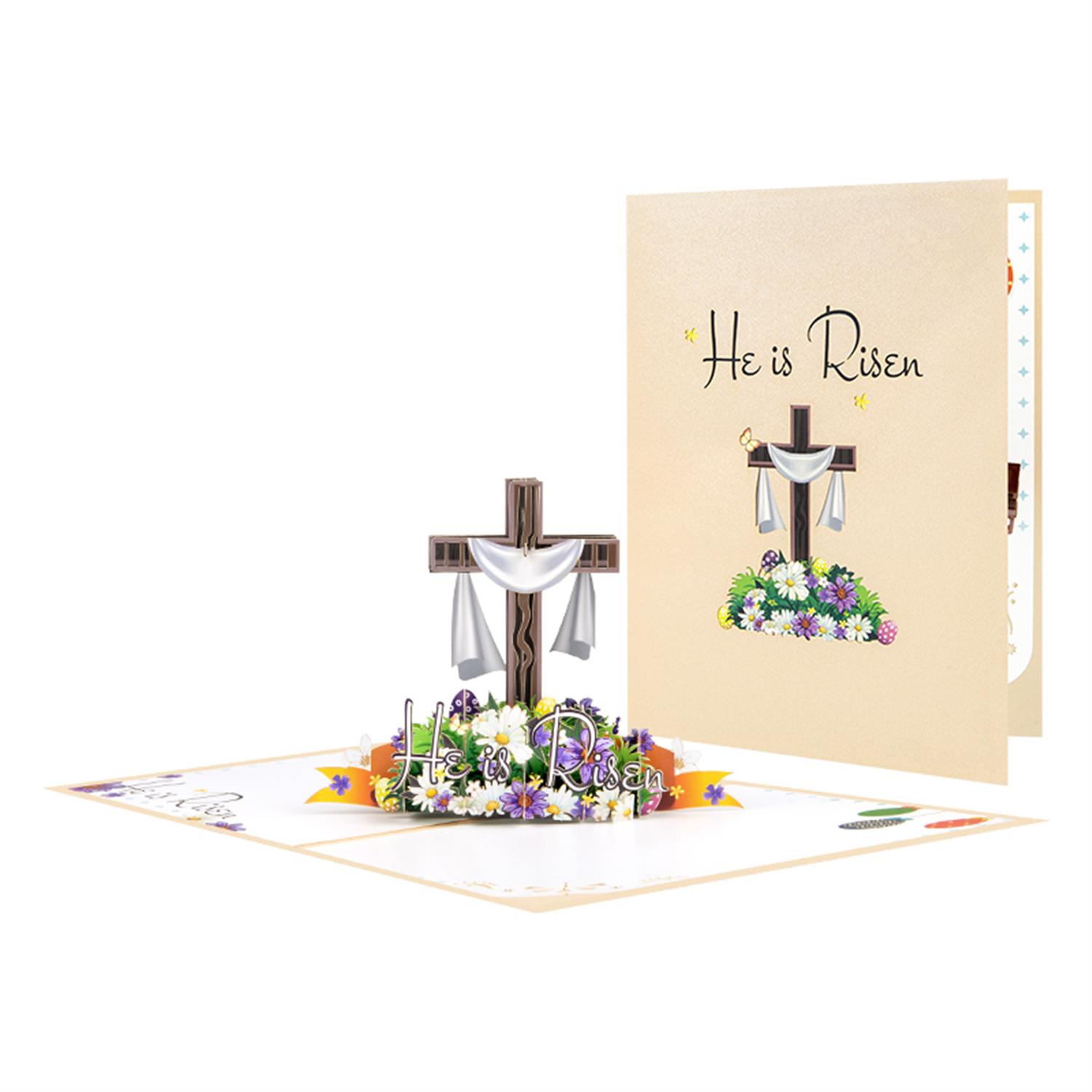 “He Is Risen” Religious Easter Pop Up Card - Image 2