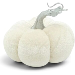 Plush Cream Pumpkin with Silver Stalk Halloween Decoration