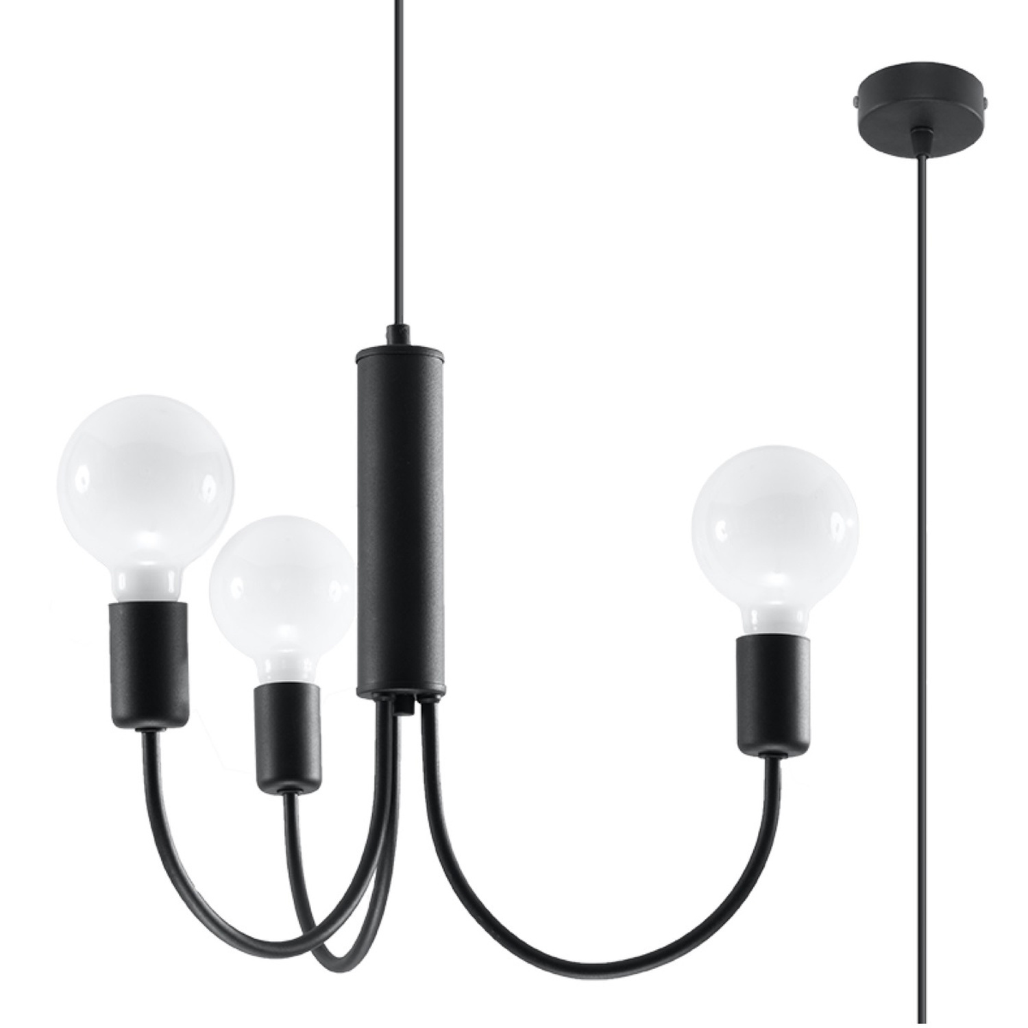 Sollux Lighting Chandelier Piccolo 3 Black - Black