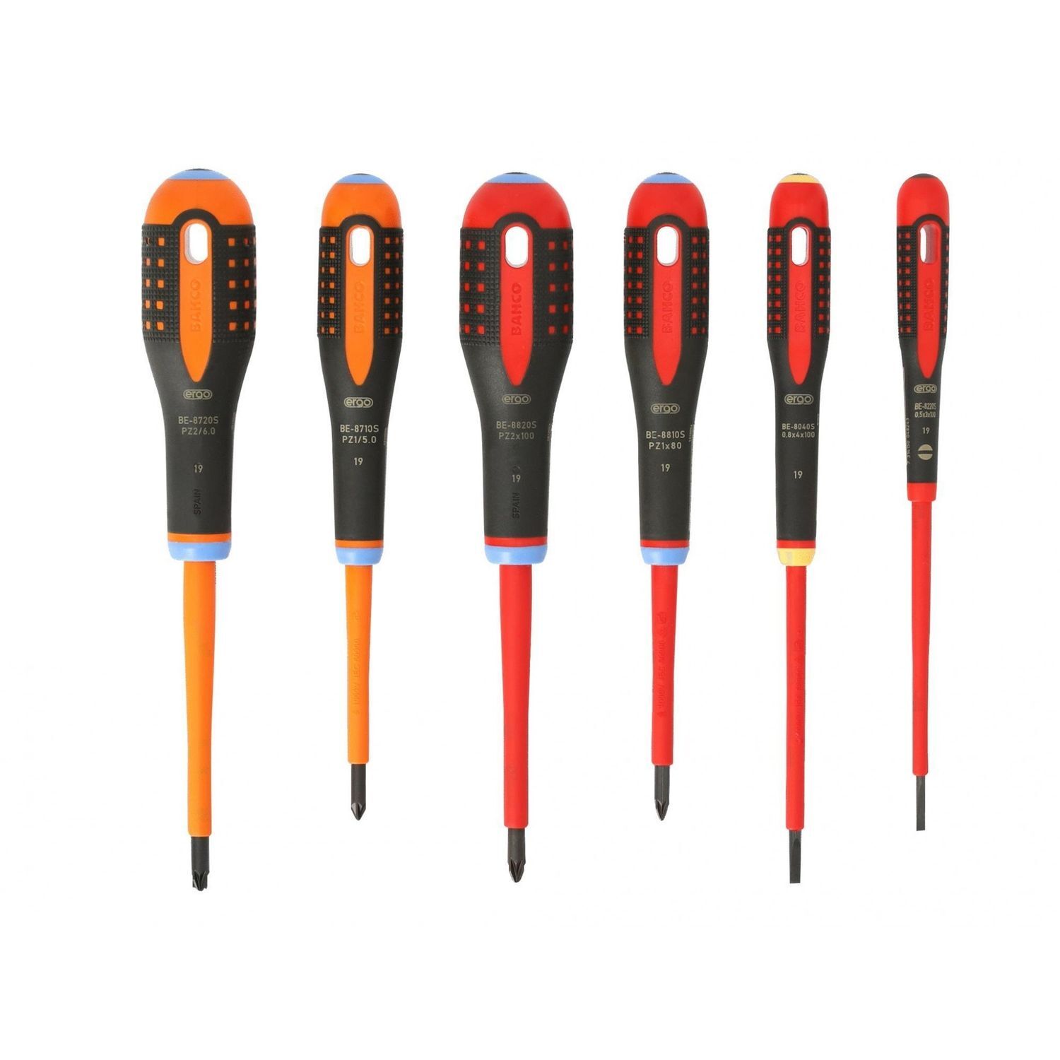 Bahco Be-9884S Ergo Vde Insulated Screwdriver Set, 6 Piece - Multi Colour