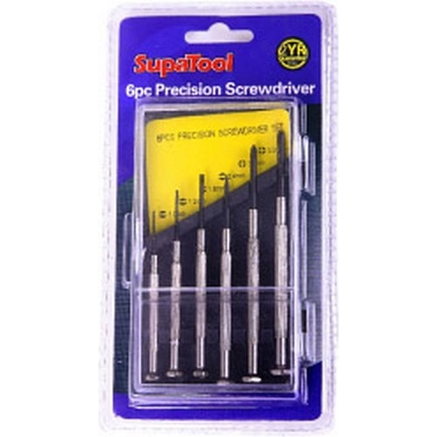 Supatool Precision Screwdriver Set (Pack Of 6) - Black/Silver