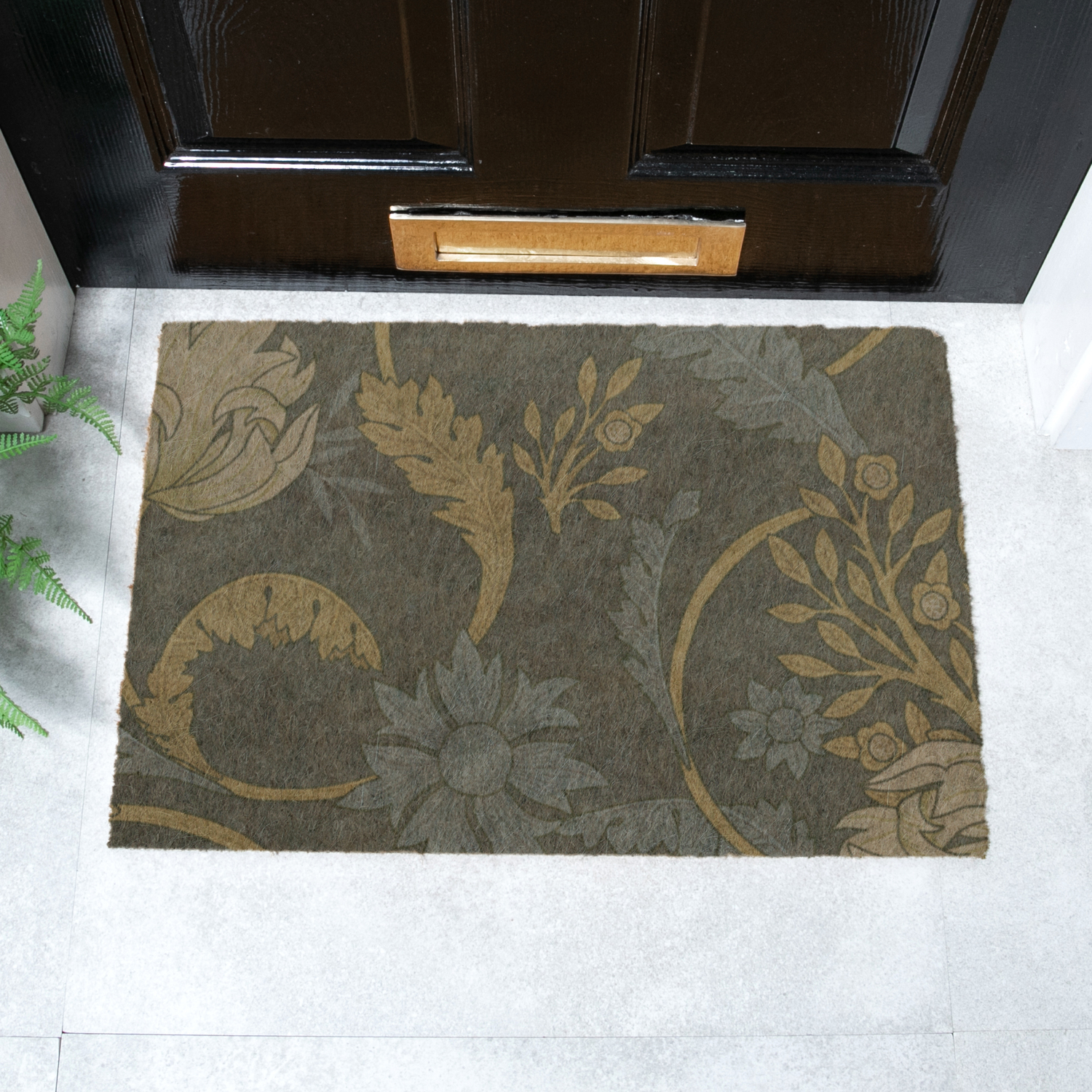 B&Q -  William Morris Blue Natural Coir Doormat With Non-Slip Backing - Image 3