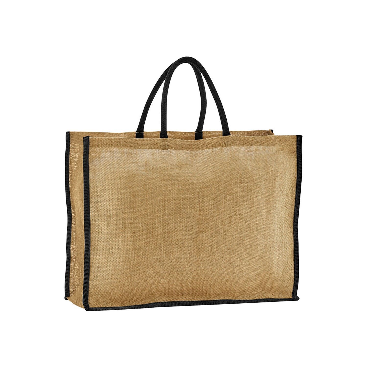 Westford Mill Contrast Starched Jute Tote Bag B - Natural/Black