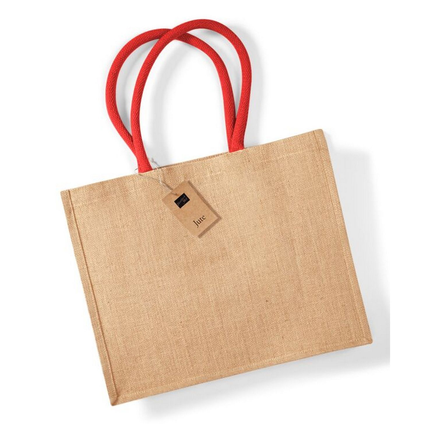 Westford Mill Classic Jute Shopper Bag F - Natural/Bright Red