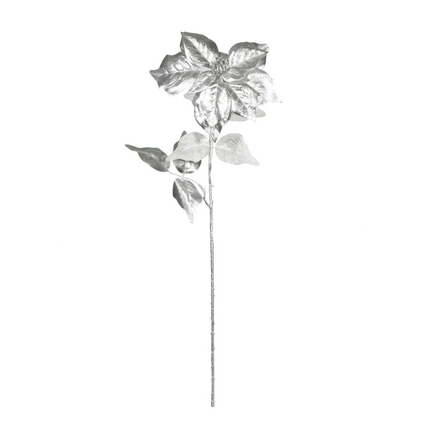 Kdmd Unisex Silver Metallic Poinsettia Stem 3 Pack - Image 2