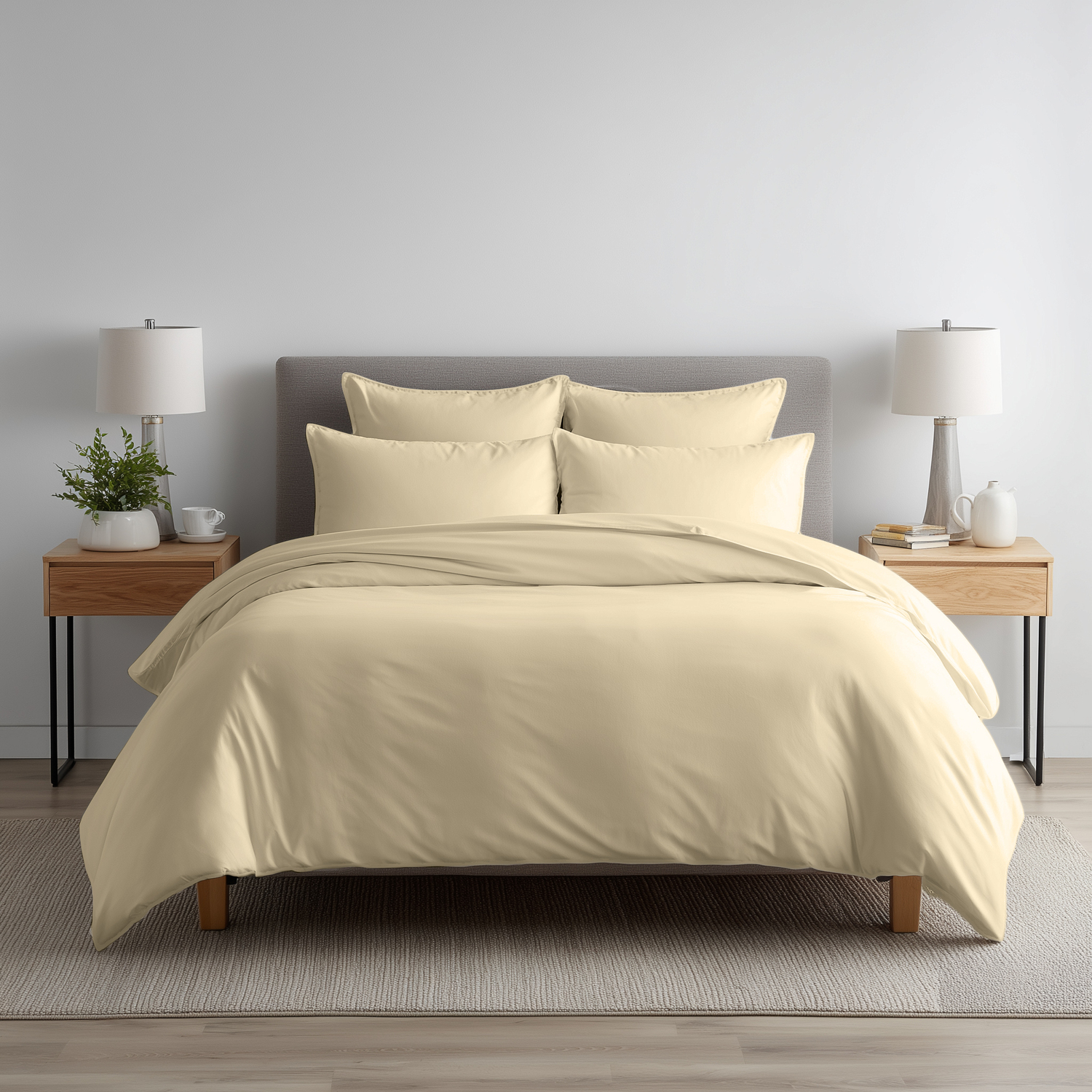 Snug City Luxury 200Tc Duvet Cover And Pillowcases Set Bed Linen - Cream / King