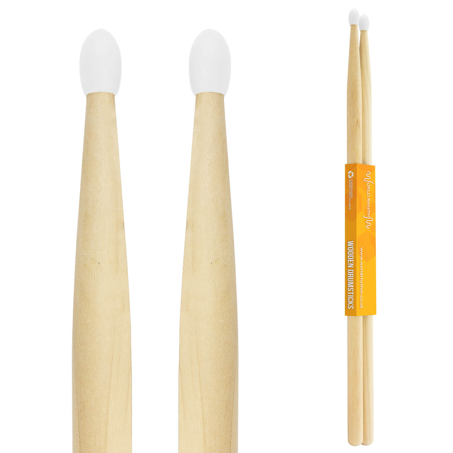 Maple 5A Drumsticks by World Rhythm – Nylon Tip 5A Pair of Drum Sticks - Image 3