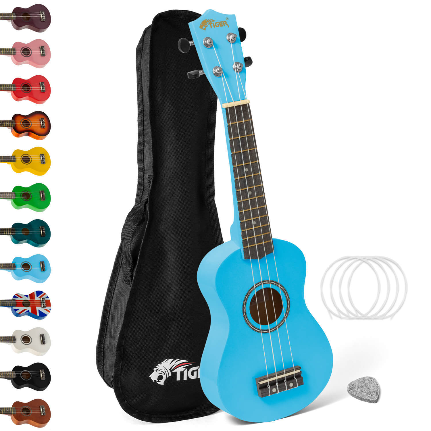 Tiger Music Soprano Beginners Ukulele With Gig Bag, Felt Pick & Aquila Strings ¿ C - Neutral