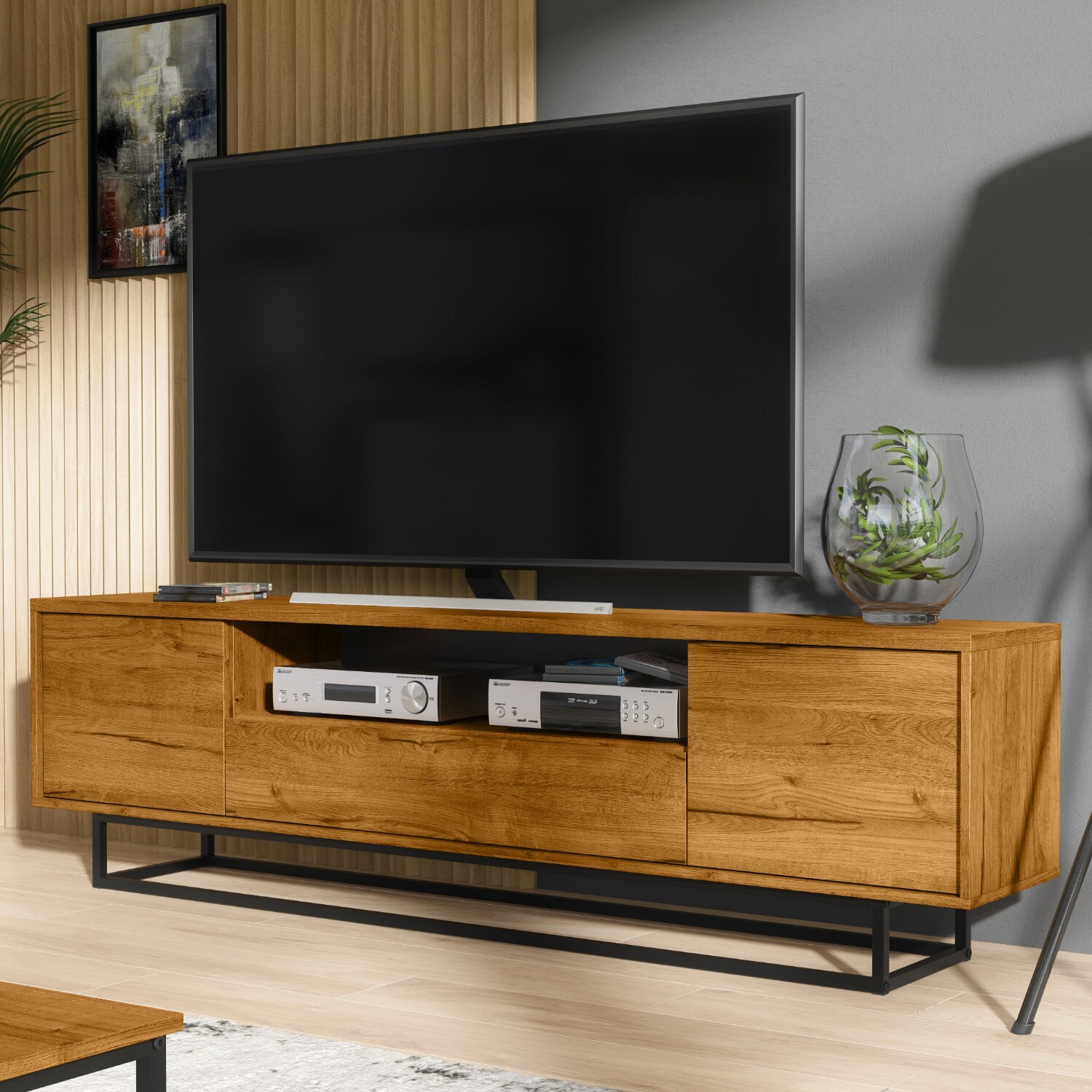 Mex Furniture Ltd Rift Tv Unit - Dark Oak
