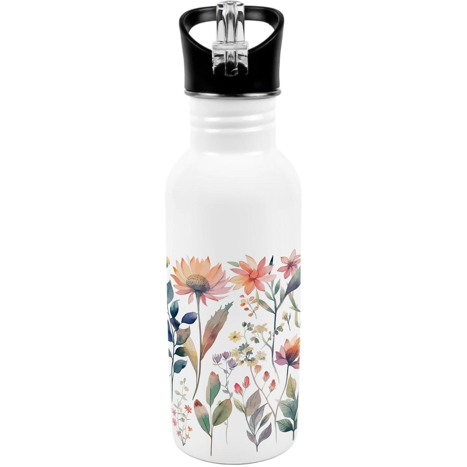 Purely Home Pastel Flowers Metal Canteen Water Bottle - Multi