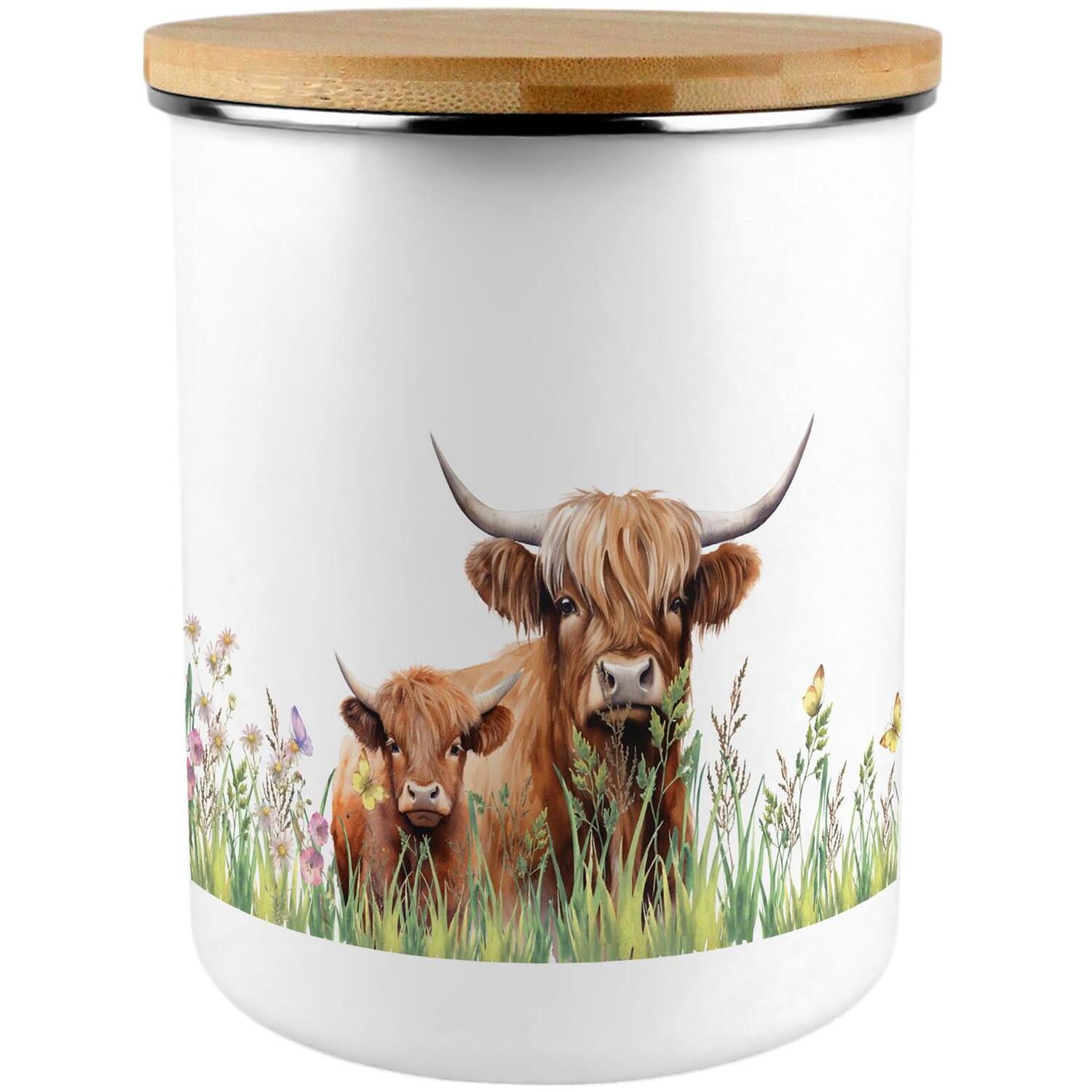 Purely Home Highland Cow & Calf Extra Large Home & Kitchen Storage Canister - Brown