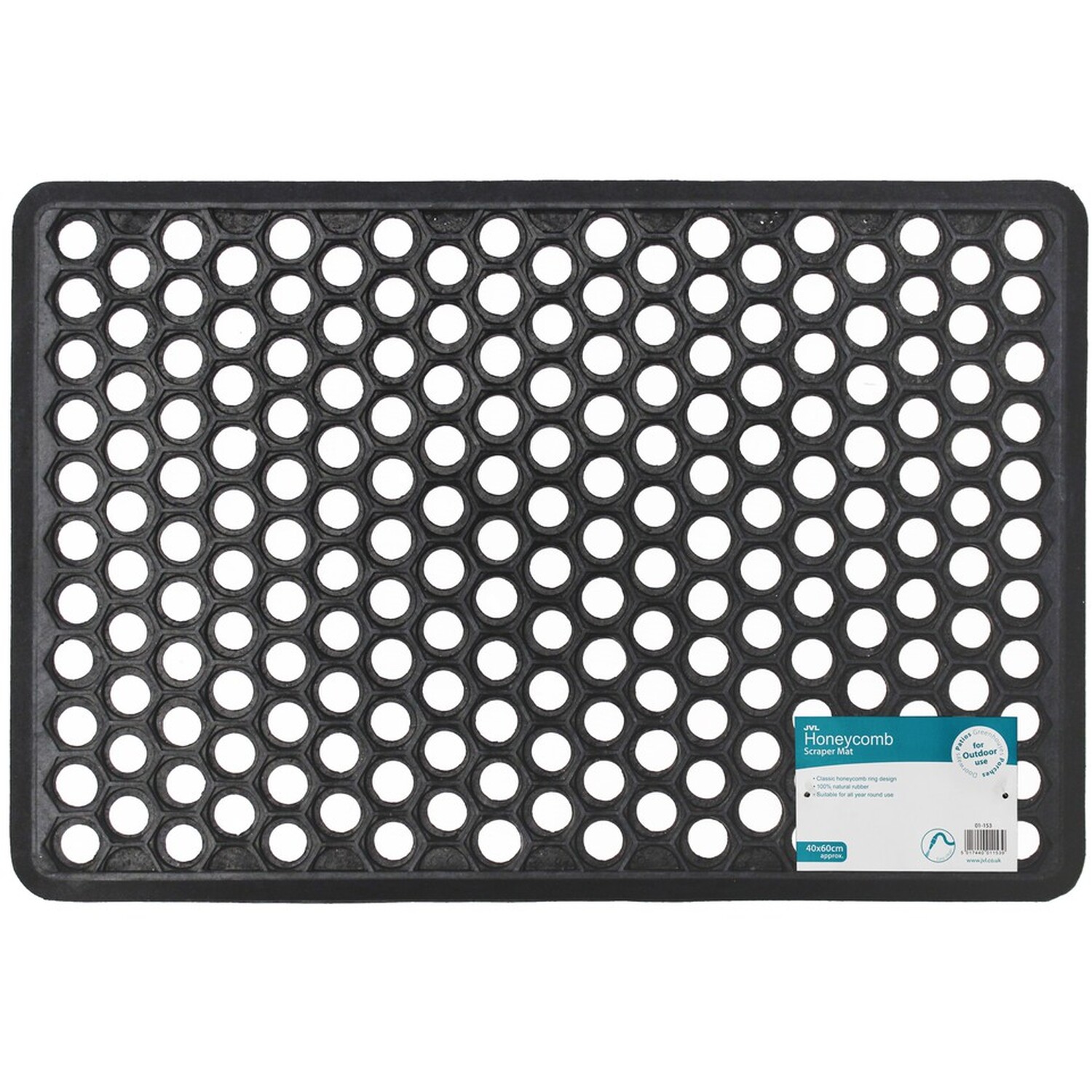 Honeycomb Outdoor Rubber Ring Door Mat - Black