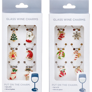 6 Christmas Wine Glass Charms